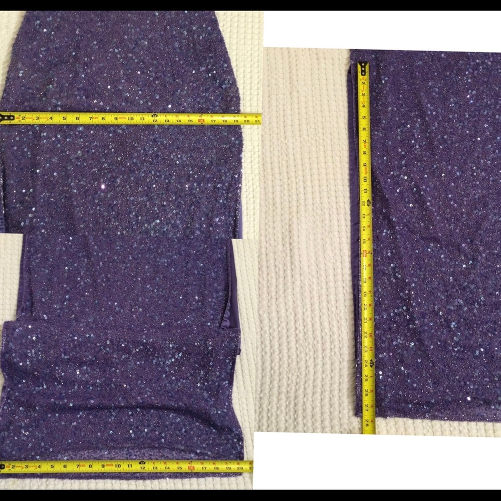 SOLD! One Shoulder Sequin Purple Silk Dress Large - Picture 7 of 8